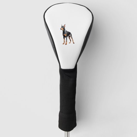 Kleurenpotloodschets van een Doberman Pinscher. Es Golfheadcover (Voorkant)