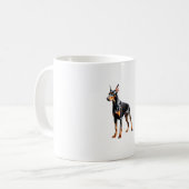 Kleurenpotloodschets van een Doberman Pinscher. Es Koffiemok (Voorkant links)