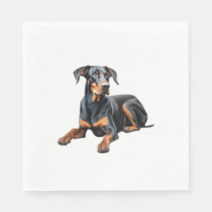 Kleurenpotloodschets van een Doberman Pinscher. Es Servet