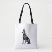 Kleurenpotloodschets van een Doberman Pinscher. Es Tote Bag (Voorkant)