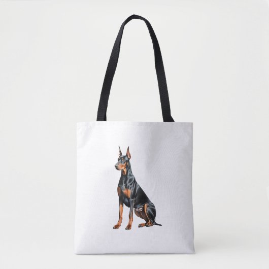 Kleurenpotloodschets van een Doberman Pinscher. Es Tote Bag (Voorkant)