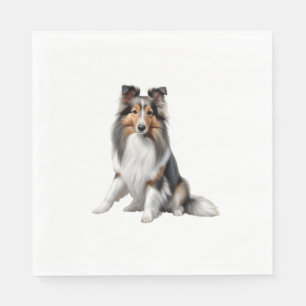 Kleurenpotloodschets van een Shetland Sheepdog. Es Servet