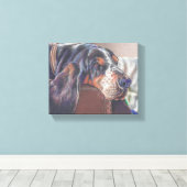 kleurenpotloodtekening van bonthond op canvas (Insitu (Houten vloer))