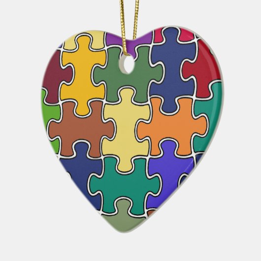 kleurenpuzzelstukjes keramisch ornament (Links)