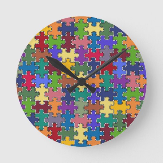 kleurenpuzzelstukjes ronde klok (Voorkant)