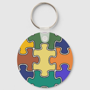 kleurenpuzzelstukjes sleutelhanger