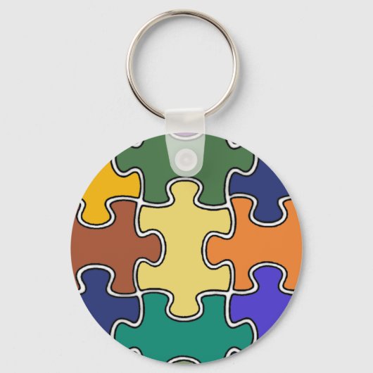 kleurenpuzzelstukjes sleutelhanger (Voorkant)