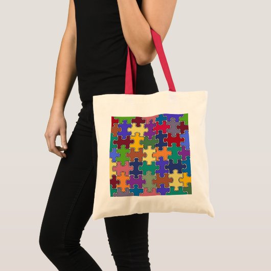 kleurenpuzzelstukjes tote bag (Voorkant (product))
