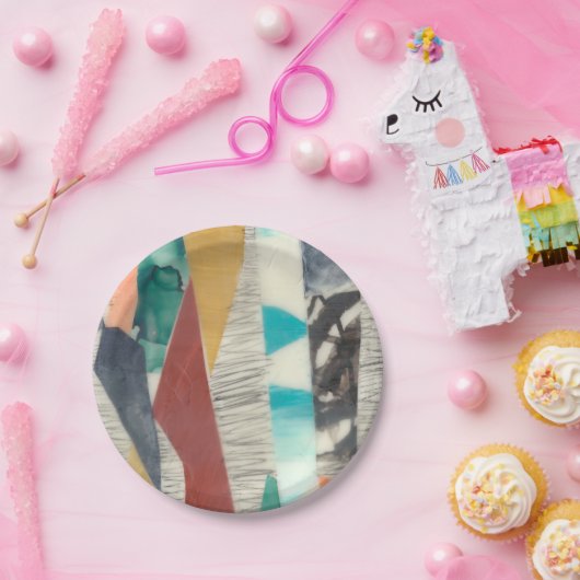 Kleurenrand II Papieren Bordje (Feest)