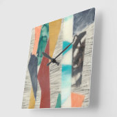 Kleurenrand II Vierkante Klok (Hoek)