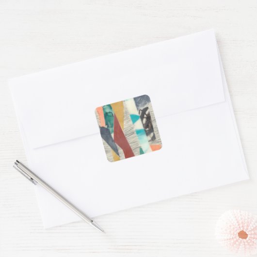 Kleurenrand II Vierkante Sticker (Envelop)