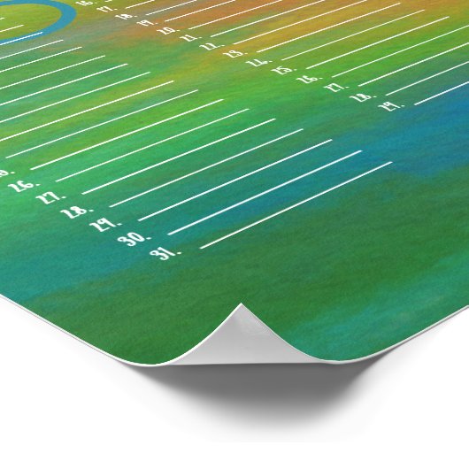 Kleurenregenboog Aangepaste Oneindige Kalender Poster (Hoek)