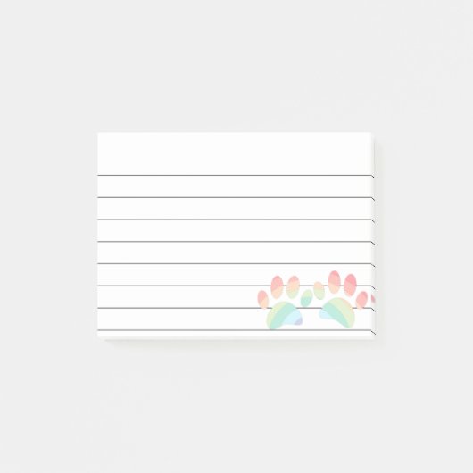 Kleurenregenboogdog pasten 4x3 gelaagd post-it® notes (Voorkant)