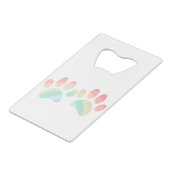 Kleurenregenboogdog plakken creditkaart flessenopener (Voorkant Gekanteld)