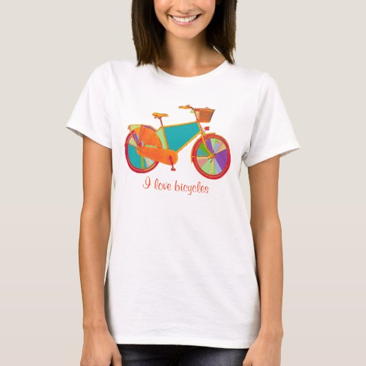 kleurenretro-fiets t-shirt (Voorkant)