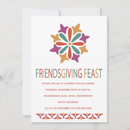 Kleurenrijke Friendsgiving-feest Kaart (Voorkant)