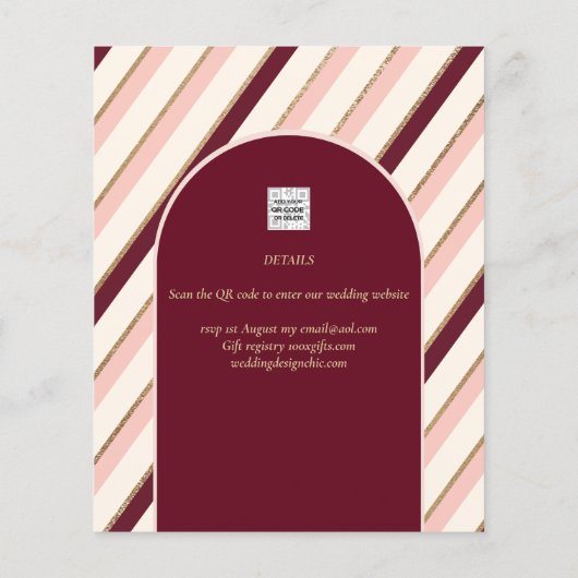 Kleurenschema bordeauxroze goud bruiloft flyer (Achterkant)