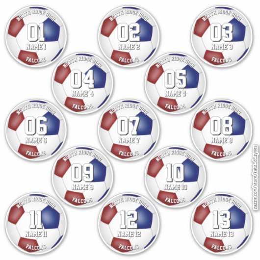kleurenschema voetbalteam geschenken 13 spelers sticker (Voorkant)