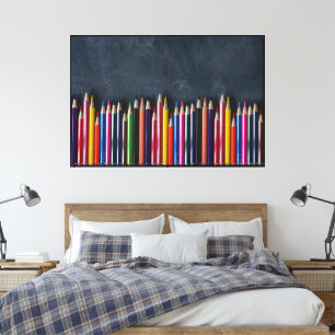 Kleurenschetspotloden gerangschikt in artistieke l canvas afdruk