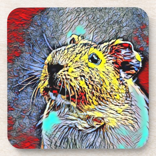 kleurenschop - cavia ' s 4 bier onderzetter (Voorkant)