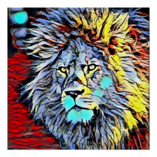 kleurenschop - leeuwen perfect poster