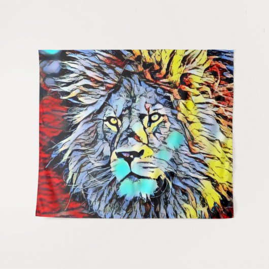 kleurenschop - leeuwen wandkleed (Voorkant (horizontaal))