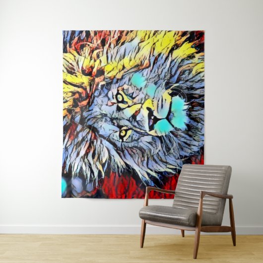 kleurenschop - leeuwen wandkleed (In situ)