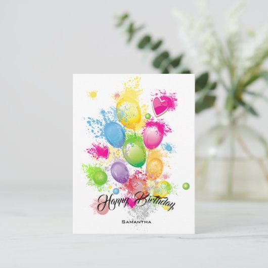 Kleurenschouderballonnen Briefkaart (Staand voorkant)