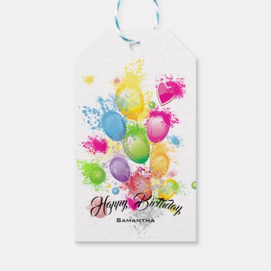 Kleurenschouderballonnen Cadeaulabel (Achterkant)