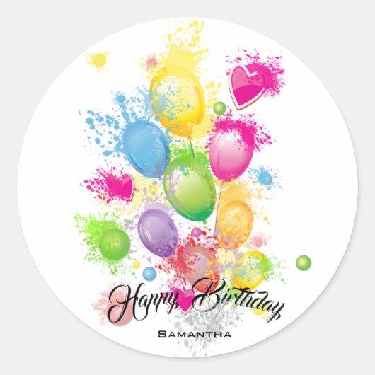 Kleurenschouderballonnen Ronde Sticker (Voorkant)