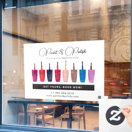 Kleurenset nagellak Nagelsalon Raamsticker (Cafe Raam)