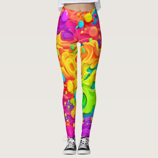 Kleurenspetterachtergrond Leggings (Voorkant)