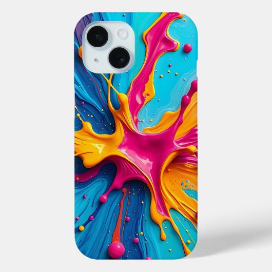 Kleurensplash Blauw Roze Geel iPhone Hoesje (Achterkant)