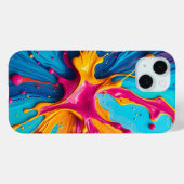 Kleurensplash Blauw Roze Geel iPhone Hoesje (Achterkant (horizontaal))