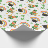 Kleurenstijl voor kinderen St. Patrick's Day leuk Cadeaupapier (Hoek)