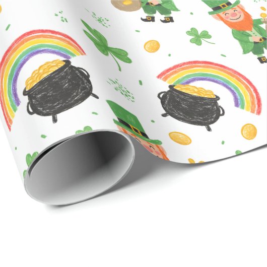 Kleurenstijl voor kinderen St. Patrick's Day leuk Cadeaupapier (Rol Hoek)