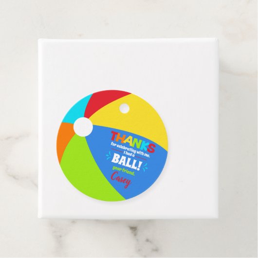 Kleurenstrand van poolpartij bedankjes labels (In situ)