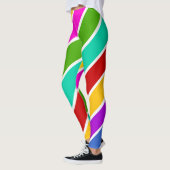 Kleurenstreekpatroon Retro-snoep Leggings (Links)