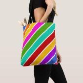 Kleurenstreekpatroon Retro-snoep Tote Bag (Dichtbij)
