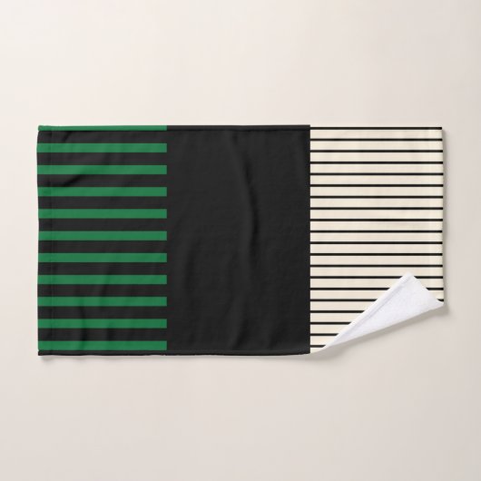 Kleurenstrepen - Groen, crème en zwart Bad Handdoek (Handdoek)