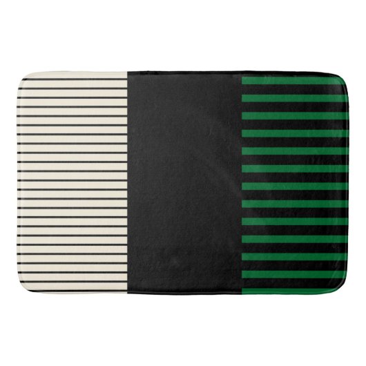 Kleurenstrepen - Groen, crème en zwart Badmat (Voorkant)