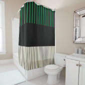 Kleurenstrepen - Groen, crème en zwart Douchegordijn (In situ)