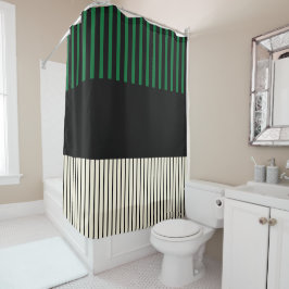 Kleurenstrepen - Groen, crème en zwart Douchegordijn