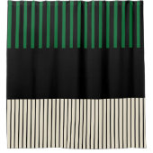 Kleurenstrepen - Groen, crème en zwart Douchegordijn (Voorkant)