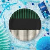 Kleurenstrepen - Groen, crème en zwart Papieren Bordje (Feest)