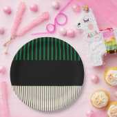 Kleurenstrepen - Groen, crème en zwart Papieren Bordje (Feest)