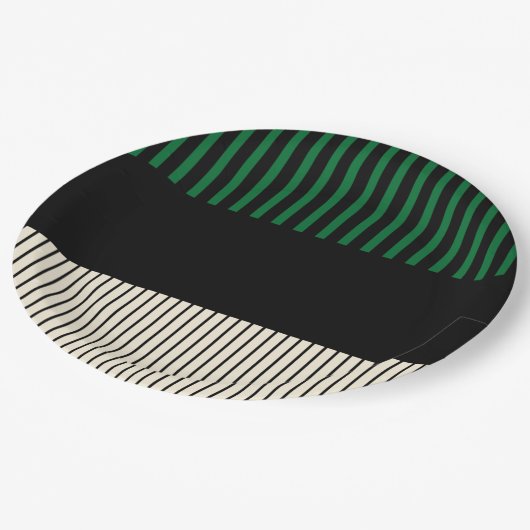 Kleurenstrepen - Groen, crème en zwart Papieren Bordje (Gekanteld)