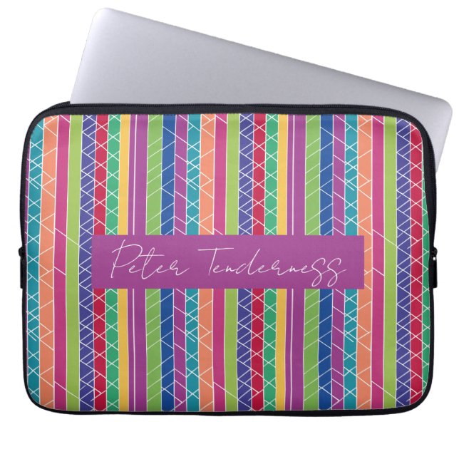 Kleurenstrepen Laptop Sleeve (Voorkant)