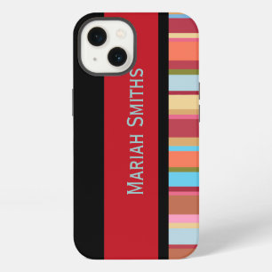 kleurenstrepen met aangepaste naam iPhone 13 hoesje
