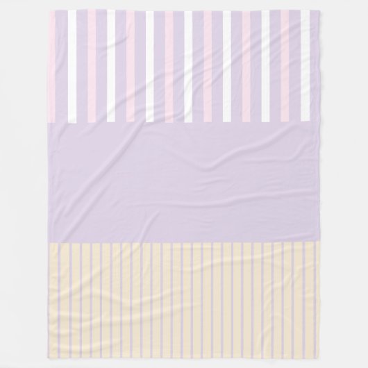Kleurenstrepen - Pastel Roze, Geel en Paars Fleece Deken (Voorkant)
